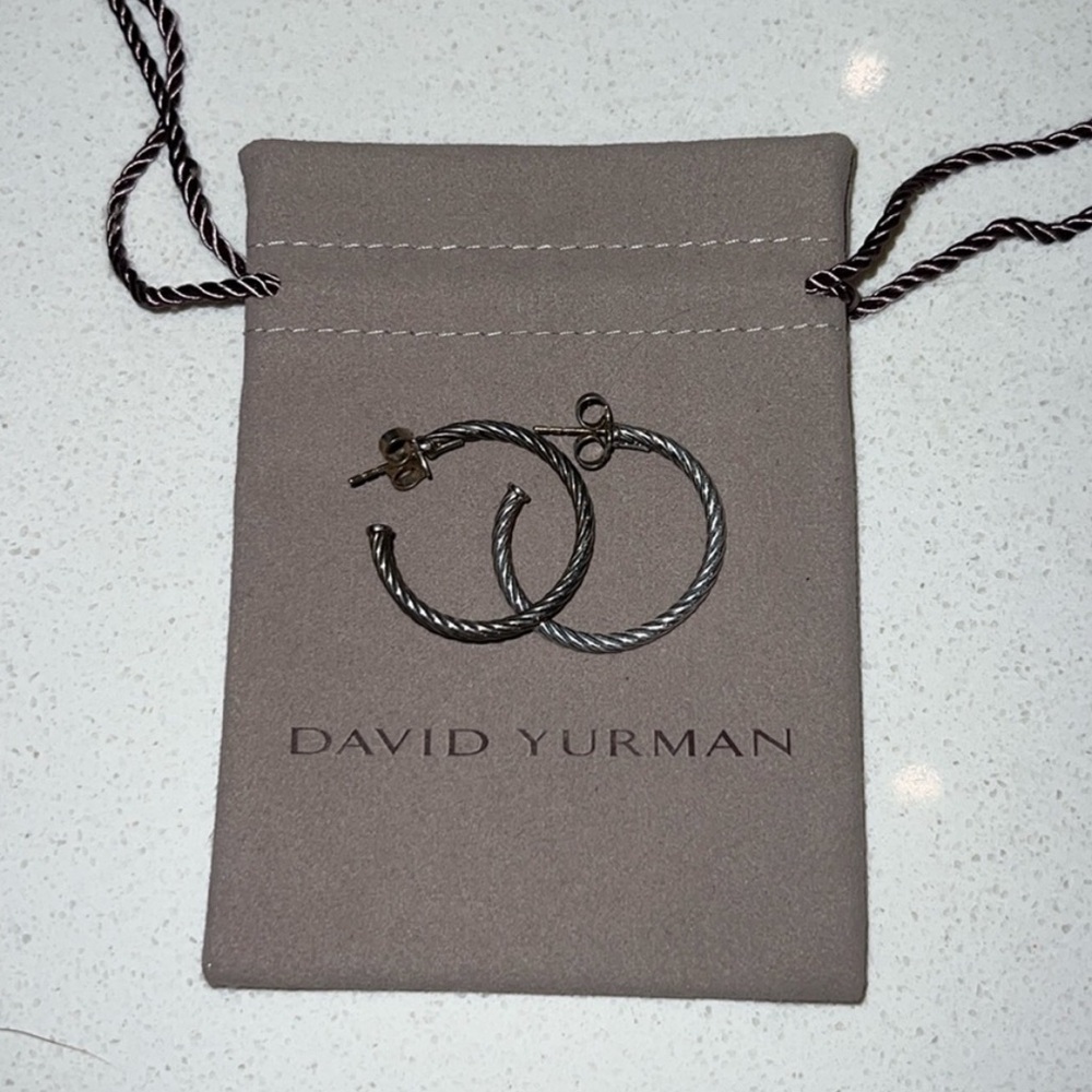 David Yurman Sterling Silver 3/4 Cable Hoops